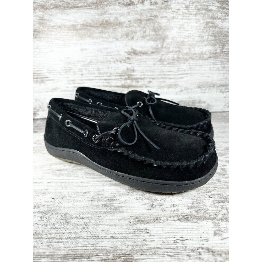 NEW Men's Tempur-Pedic Therman Black Suede Moccasin Slippers Sz 9